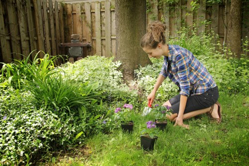 Safety equipment and PPE laid out for gardening team